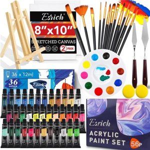 Acrylic Paint Set,56 PCS Professional Painting Supplies with Paint Brushes